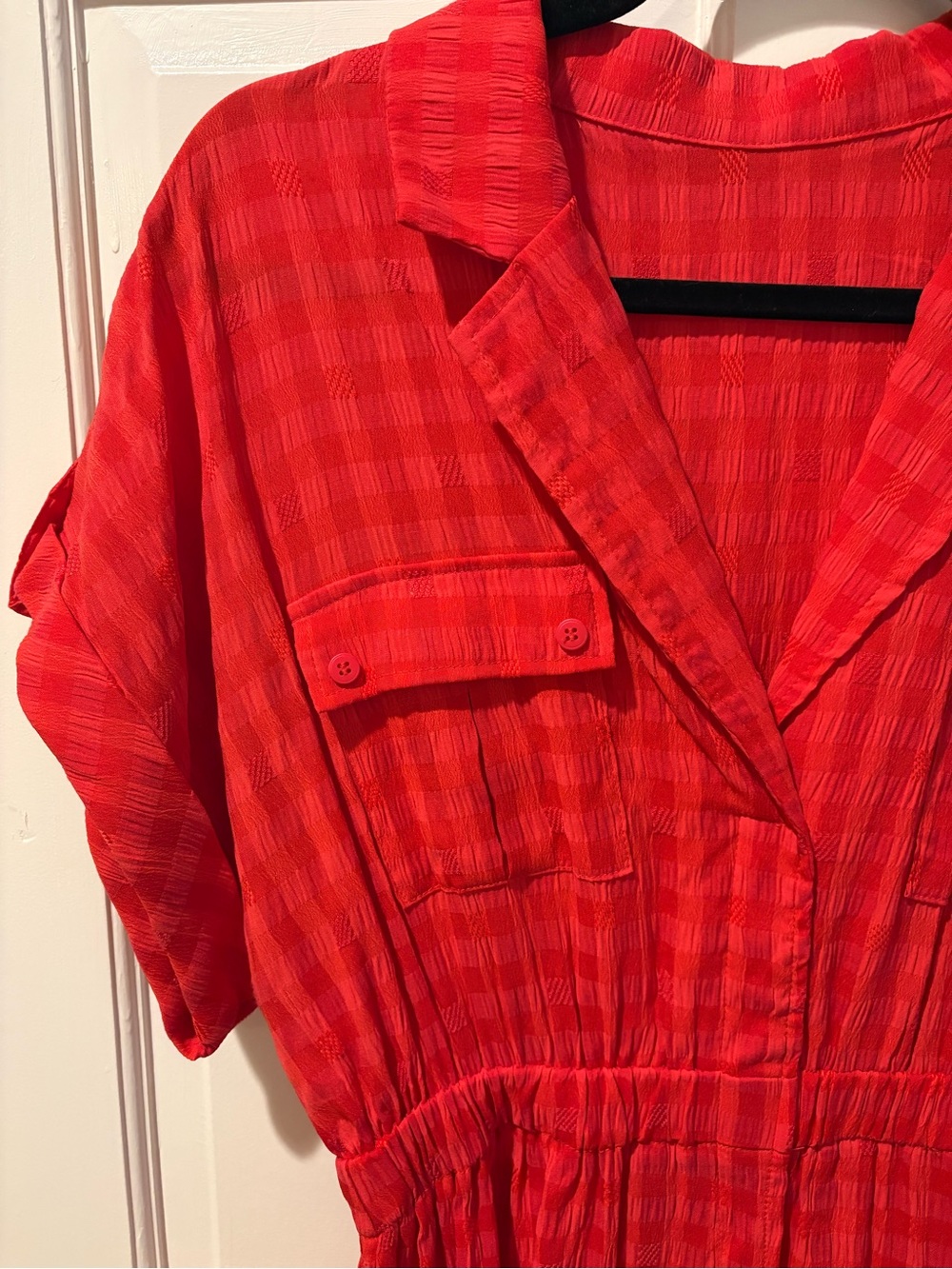 Red Button Up Dress Large - Picture 2 of 3